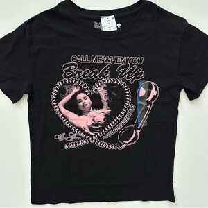 Selena Gomez Black Tee with Pink Graphic Size L